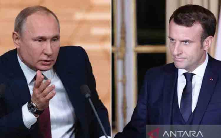 Presiden Rusia Vladimir Putin (kiri) dan Presiden Prancis Emmanuel Macron (kanan). (ANTARA/Xinhua/aa.)
