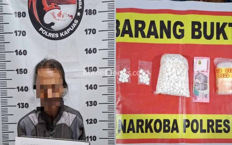 Pelaku dan barang bukti diamankan Satresnarkoba Polres Kapuas. (FOTO: IST)
