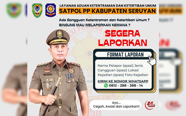 Satpol PP Seruyan Buka Layanan Pengaduan Ketentraman dan Ketertiban Umum
