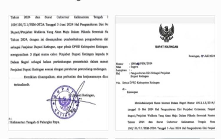 Begini Isi Surat Pengunduran Diri Pj Bupati Katingan dari Jabatannya