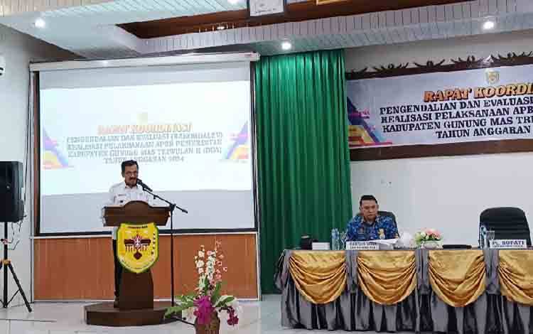 Pj Bupati Gunung Mas Sampaikan Sejumlah Hal Penting di Rakordalev Realisasi APBD Triwulan II