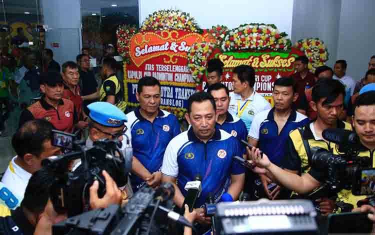 Kapolri Jenderal Polisi Listyo Sigit Prabowo berikan keterangan usai hadiri Kapolri Cup Badminton Championship 2024. ANTARA/HO-Humas Polri