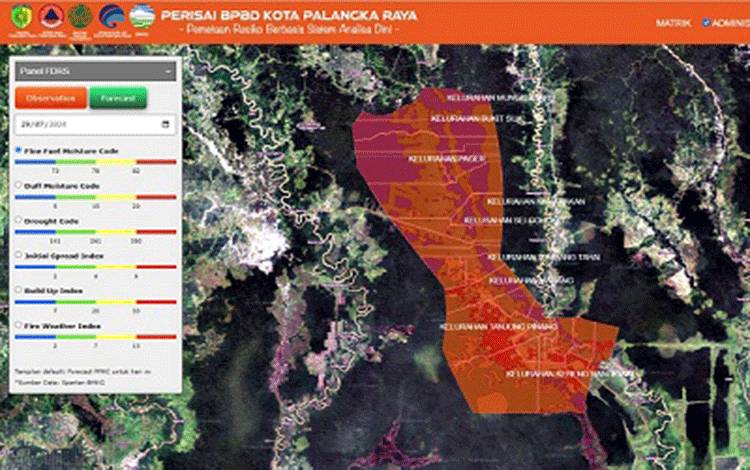 Tampilan aplikasi perisai BPBD Palangka Raya Senin, 29 Juli 2024 (Foto : TRC BPBD Palangka Raya)