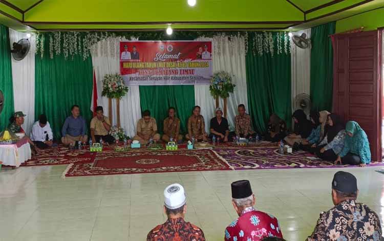 Kegiatan syukuran dalam merayakan Hari Ulang Tahun (HUT) ke-82 Desa Pematang Limau Kecamatan Seruyan Hilir (Foto ; Fahrul) ?
