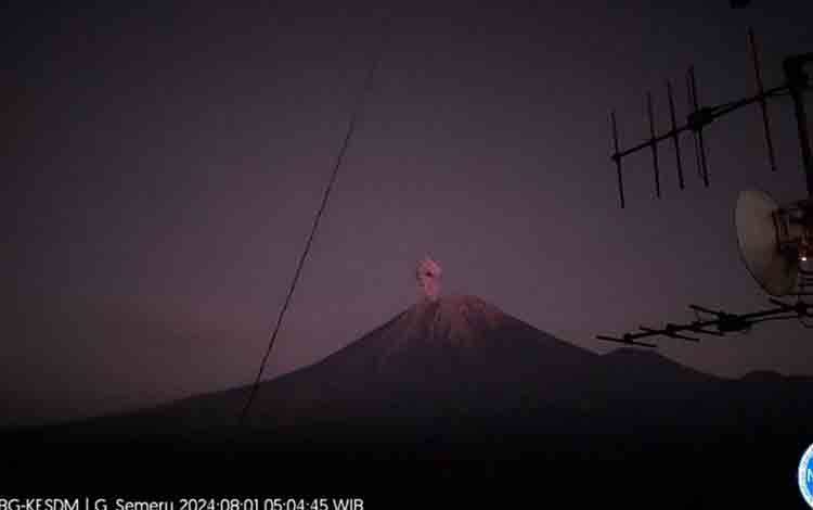 Gunung Semeru erupsi pada Kamis (1/8/2024) pagi. (ANTARA/HO-PVMBG)