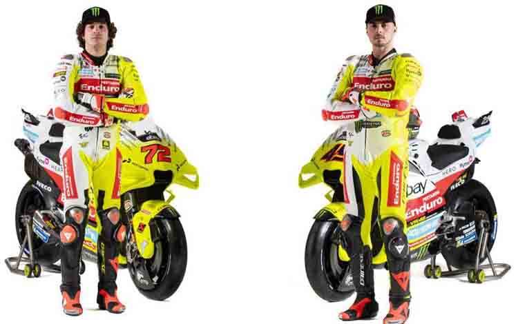 Dua pembalap Pertamina Enduro VR46 Racing Team di MotoGP yaitu Marco Bezzechi (kiri) dan Fabio Di Giannantonio. (ANTARA/HO-Pertamina Enduro VR46 Racing Team)