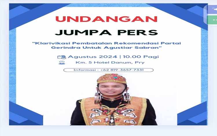 DPD Gerindra Kalteng: Pembatalan Rekom Dukungan ke Agustiar Sabran-Edy Pratowo Hoax