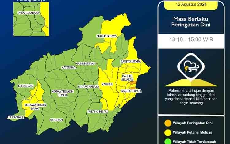 Sepekan Kedepan Kalteng Berpotensi Hujan Sedang - Lebat