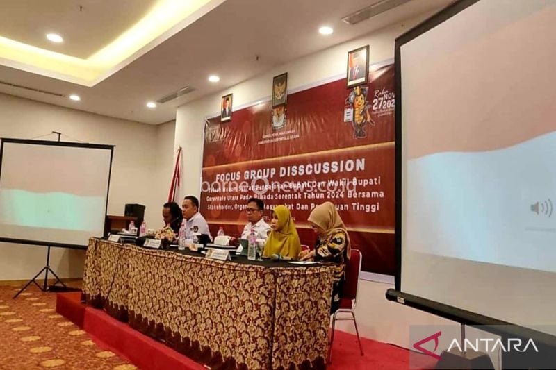 KPU Gorontalo Utara Provinsi Gorontalo menggelar forum grup diskusi (FGD) dalam rangka menelaah hukum syarat pencalonan bupati dan wakil bupati Gorontalo Utara sebagai salah satu upaya mencegah sengketa pada Pemilihan Kepala Daerah (Pilkada) Serentak Tahun 2024, Selasa(13/08/2024). (ANTARA/HO-Humas KPU Gorontalo Utara)