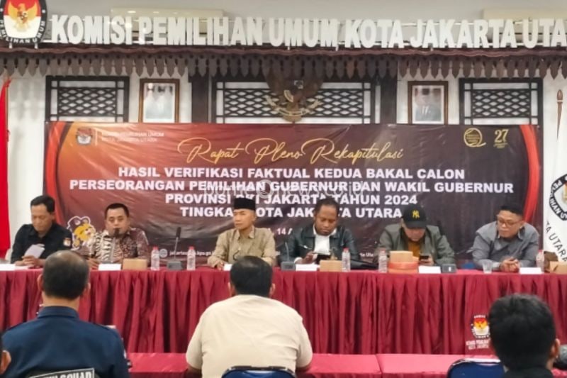 KPU Jakarta Utara menggelar Rapat Pleno Verifikasi Faktual Tahap Dua calon perseorangan Komjen Pol purn Dharma Pongrekun-Kun Wardhana di Pilgub DKI Jakarta. ANTARA/HO-Dokumentasi Pribadi