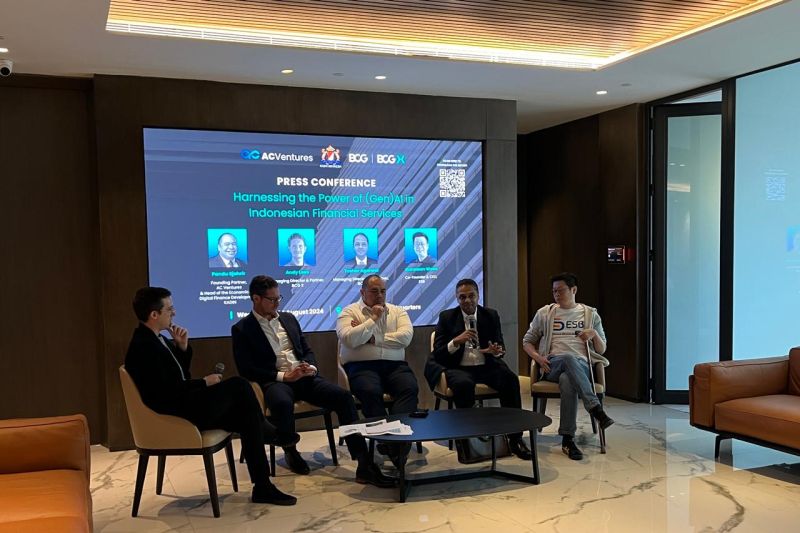 Suasana peluncuran laporan berjudul "Harnessing the Power of (Gen)AI in Indonesian Financial Services" di Kantor Pusat AC Ventures, Jakarta, Rabu (14/8/2024). ANTARA/HO-AC Ventures