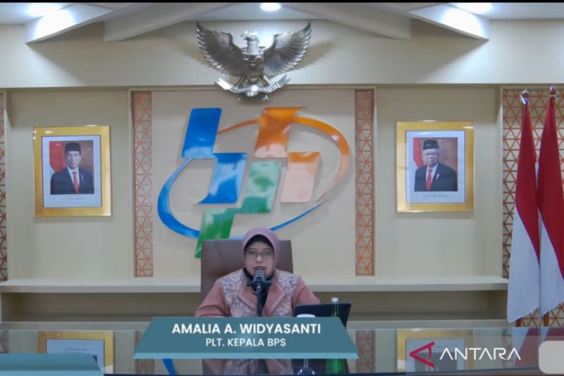 Tangkapan layar Plt Kepala BPS Amalia A. Widyasanti dalam acara Berita Resmi Statistik di Jakarta, Kamis (15/8/2024) (ANTARA/Maria Cicilia Galuh)