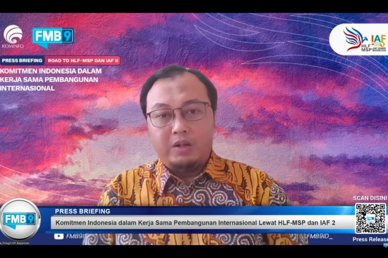Tangkapan virtual Direktur Politik Luar Negeri dan Kerja Sama Pembangunan Internasional Kementerian Perencanaan Pembangunan Nasional/Badan Perencanaan Pembangunan Nasional (PPN/Bappenas) Hendra Wahanu Prabandani dalam Media Briefing Road to High-Level Forum on Multi-Stakeholder Partnerships (HLF-MSP) 2024 dan Indonesia-Africa Forum (IAF) ke-2 2024, Jakarta, Kamis (15/8/2024). ANTARA/M. Baqir Idrus Alatas