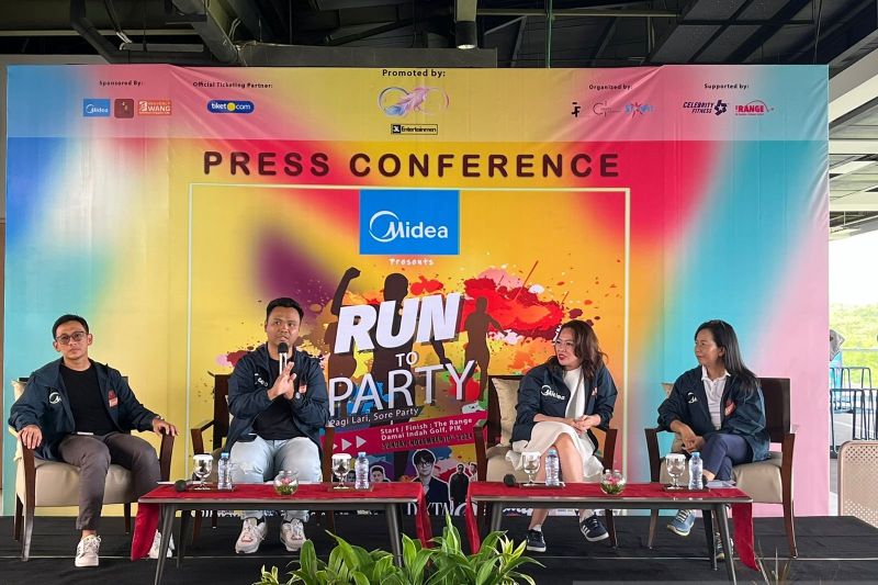 Gelaran konferensi pers Midea Run to Party: Pagi Lari, Sore Party di Jakarta, Kamis. (ANTARA/ HO- 3L Entertainment)