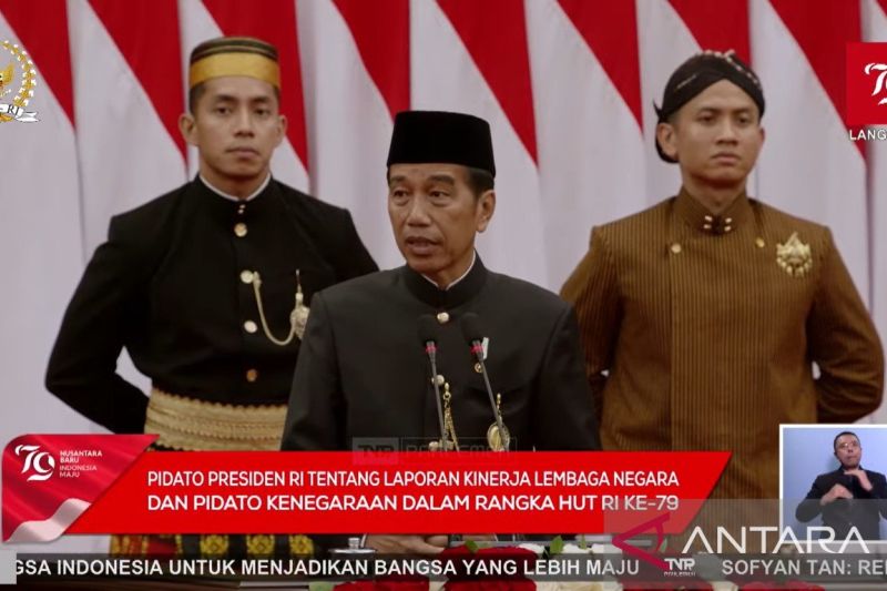 Screenshot - President of Indonesia Joko Widodo gives a speech during the Delivery of the Performance Report State Institutions and the State Speech of the 79th Anniversary of the Republic of Indonesia at the Senayan Parliament Complex Building in Jakarta, Friday, August 16, 2024. ANTARA/Narda Margaretha Sinambela