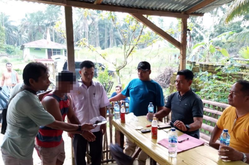 Jajaran Polres Pasaman Barat saat menangkap seorang nelayan yang diduga pengedar tiga kilogram daun ganja di Trans Lubuk Juangan Jorong Sakato Jaya, Nagari Sungai Aua, Kecamatan Sungai Aur, Jumat (16/8/2024). ANTARA/HO-Humas Polres Pasaman Barat.