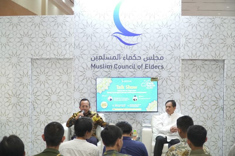 Diskusi yang diinisiasi Majelis Hukama Muslimin (MHM) Kantor Indonesia di Islamic Book Fair (IBF) 2024. (ANTARA/HO-Majelis Hukama Indonesia)