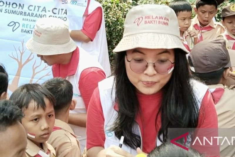 Relawan Bakti BUMN membuat perubahan di SDN Sumur Barang Subang