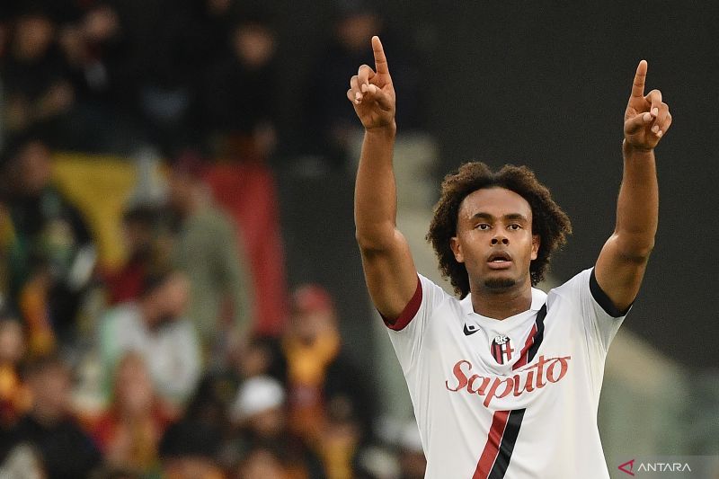 Penyerang baru Manchester United Joshua Zirkzee. (Photo by Filippo MONTEFORTE / AFP) (AFP/FILIPPO MONTEFORTE)