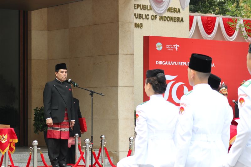 Pelaksanaan Upacara HUT ke-79 RI di KBRI Beijing Dihadiri 300 WNI