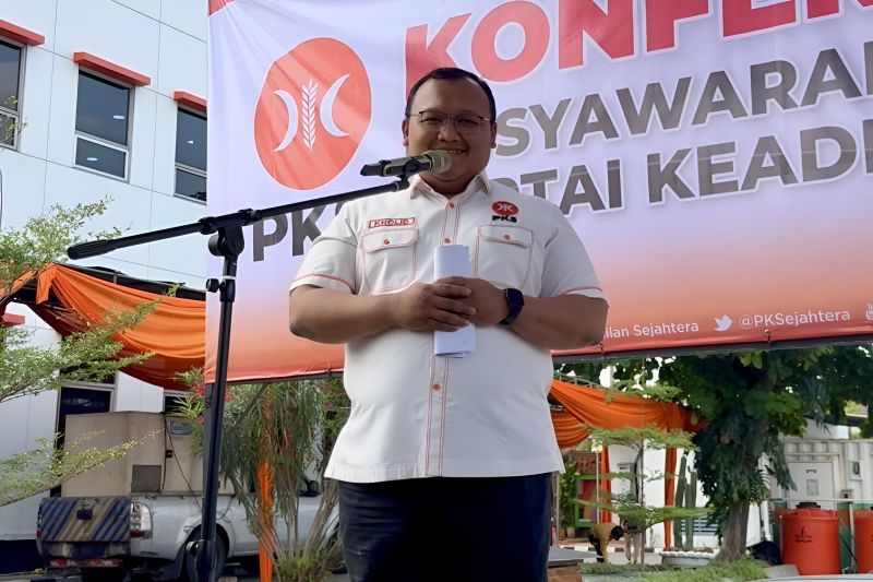 Jubir PKS Muhammad Kholid dalam konferensi pers di Kantor DPP PKS, Jakarta Selatan, Sabtu (10/8/2024). (ANTARA/Narda Margaretha Sinambela)
