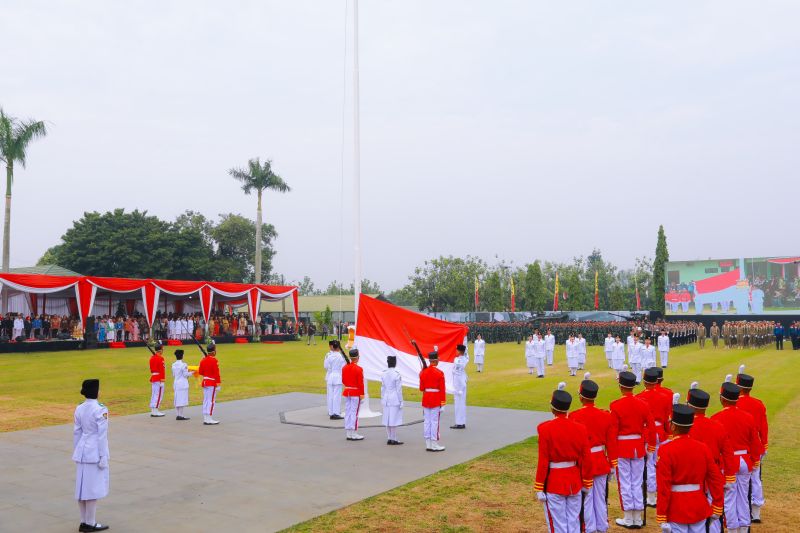 Pemerintah Kota Tangerang Selatan menggelar upacara peringatan HUT RI di Batalyon Kavaleri 9/Satya Dharma Kala Serpong, Sabtu (17/8/2024). ANTARA/HO-Pemkot Tangsel