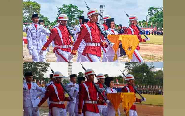 2 Paskibraka Kotim Pembawa Baki Bendera Tetap Kenakan Hijab saat Upacara HUT ke-79 RI, Ini Biodatanya