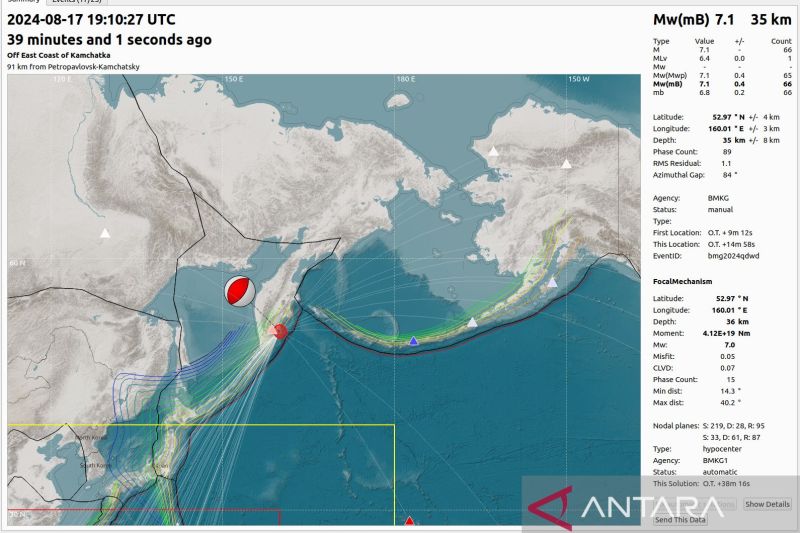 Gempa Bumi 7,0 Guncang Lepas Pantai Kamchatka Rusia
