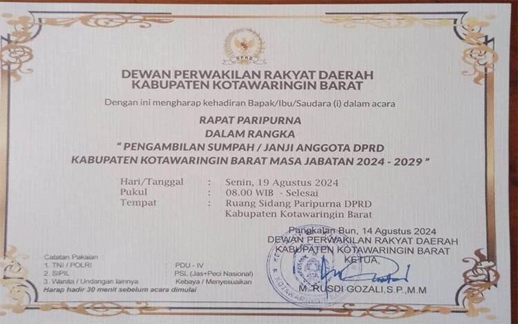 30 Anggota DPRD Kobar Terpilih Dilantik Besok, Berikut Daftar dan Perolehan Suara Mereka