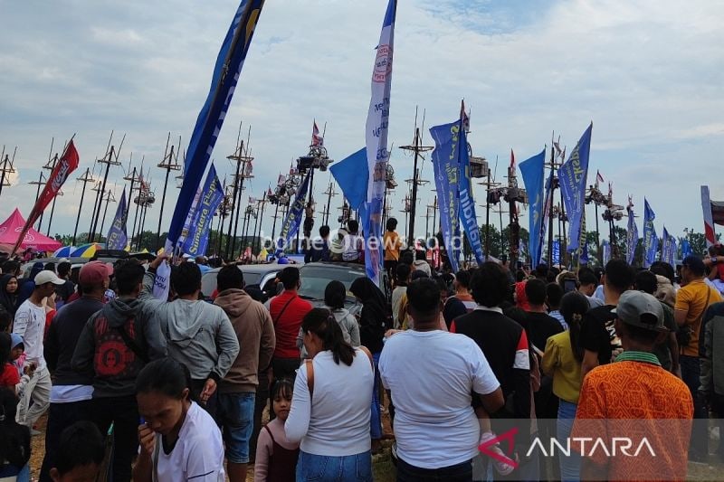 Ribuan Warga Palembang Antusias Saksikan Panjat 79 Pohon Pinang