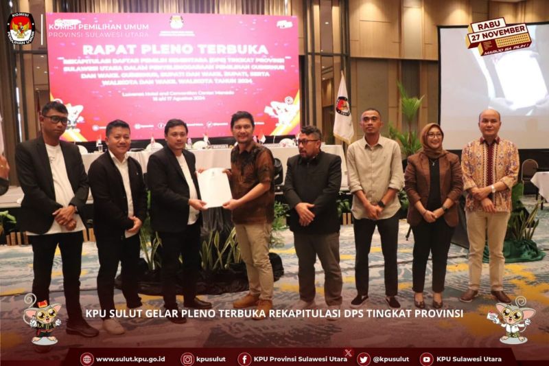 Penetapan DPS pemilihan gubernur dan wakil gubernur Sulut. ANTARA/HO-KPU SULUT (1)