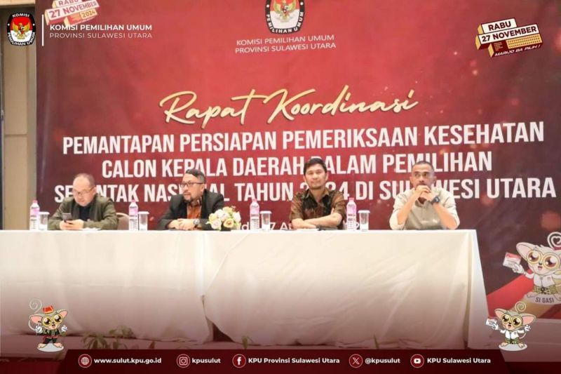 KPU Sulut melaksanakan rakor kesiapan pemeriksaan kesehatan gubernur dan wakil gubernur Sulut pada pilkada serentak 27 November 2024, Manado(19/08/2024).ANTARA/HO-KPU SULUT