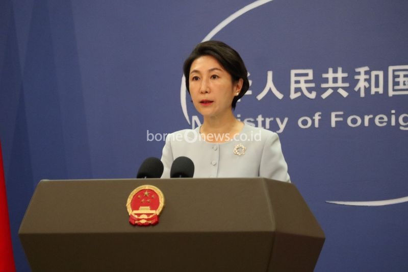 Juru Bicara Kementerian Luar Negeri China Mao Ning dalam konferensi pers di Beijing, China pada Senin (20/8) (ANTARA/Desca Lidya Natalia)
