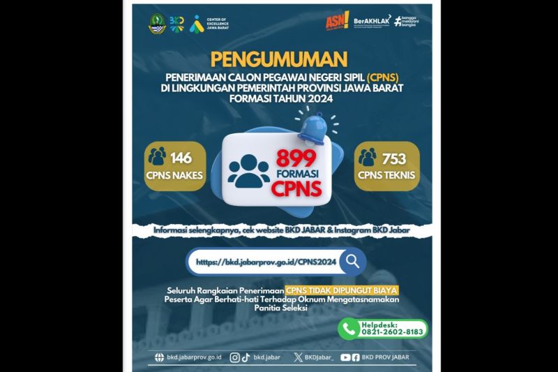 Pemerintah Provinsi Jabar Rekrut 899 CPNS dan PPPK, Perkuat Nakes