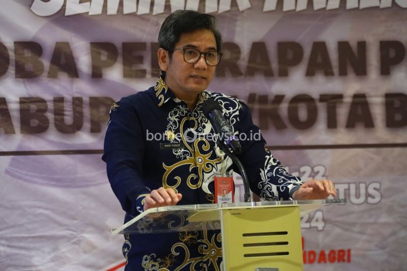 Kepala Pusat Strategi Kebijakan Pembangunan, Keuangan Daerah dan Desa BKSDN, Andi Muhammad Yusuf, beebicara dalam acara "Seminar Analisis Uji Coba Penilaian Kabupaten/Kota Bersih" yang digelar di Jakarta, Rabu (21/8/2024). ANTARA/HO-Kemendagri