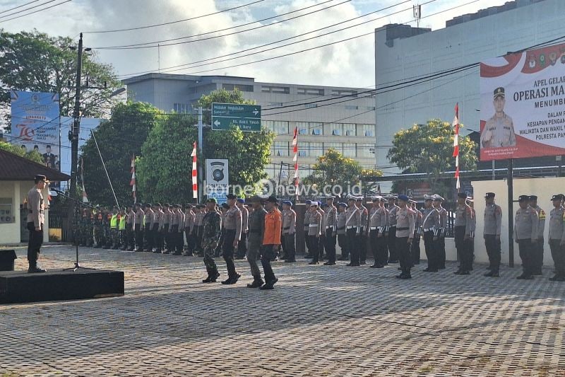 Polresta Pangkalpinang Provinsi Kepulauan Bangka Belitung menggelar apel Operasi Mantap Praja Menumbing 2024 di Pangkalpinang, Jumat (23/8/2024). ANTARA/HO-Mega