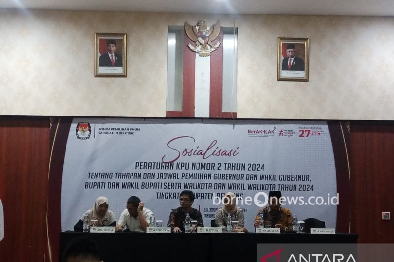KPU Kabupaten Belitung mensosialisasikan tahapan dan jadwal pelaksanaan Pilkada 2024. (ANTARA/Apriliansyah)