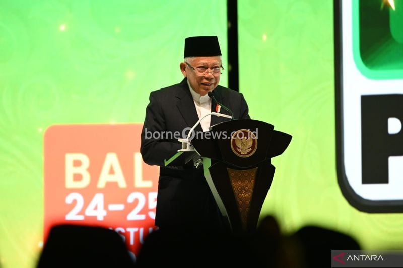 Wakil Presiden Ma'ruf Amin memberikan sambutan pada pembukaan Muktamar VI PKB di Bali, Sabtu (24/8/2024). ANTARA/HO-Sekretariat Wakil Presiden
