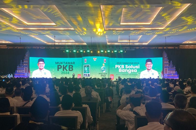 Ketua Umum PKB Muhaimin Iskandar singgung revisi Perpres 33 di pembukaan Muktamar PKB 2024 di Badung, Bali, Sabtu (24/8/2024). ANTARA/Ni Putu Putri Muliantari