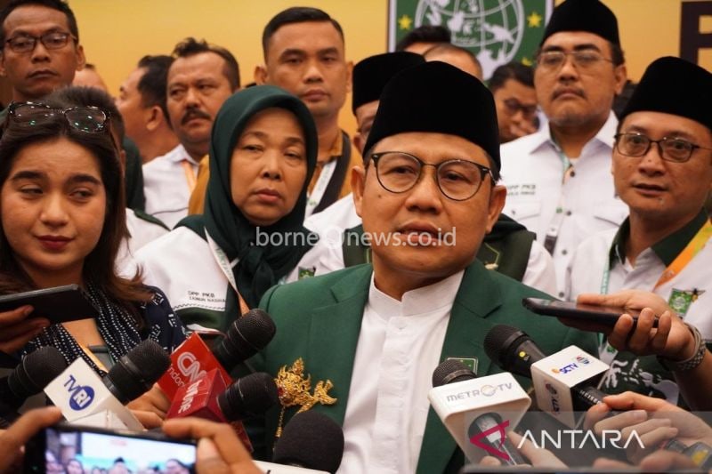 Ketua Umum PKB Muhaimin Iskandar diwawancara disela-sela Muktamar PKB 2024 di Badung, Bali, Sabtu (24/8/2024). ANTARA/Ni Putu Putri Muliantari