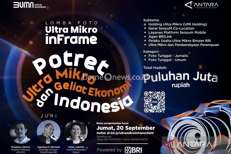 Poster lomba fotografi yang diselenggarakan oleh ANTARA dan BRI bertajuk Ultra Mikro InFrame 2024 (UMI 2024). ANTARA/Corcomm Perum LKBN ANTARA.