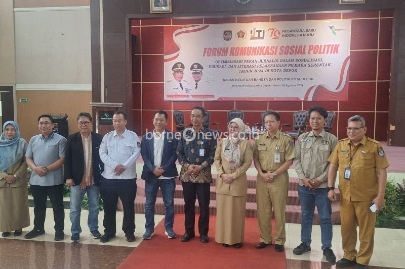 FGD yang diikuti 100 jurnalis anggota PWI dan IJTI Kota Depok Jawa Barat berkomitmen untuk mendukung pelaksanaan pilkada damai yang sukses tanpa ekses. (ANTARA/Foto: Feru Lantara)
