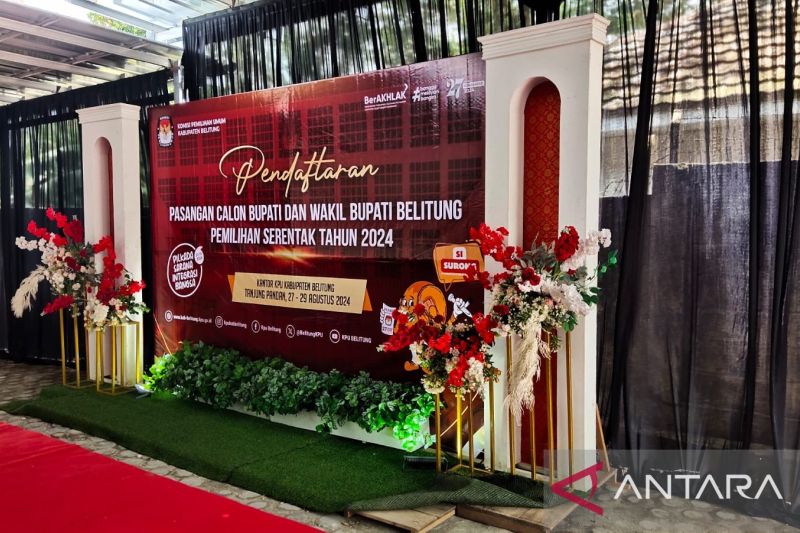 Suasana kesiapan pendaftaran pasangan bakal calon Pilkada 2024 di KPU Belitung (ANTARA/Kasmono/Apriliansyah)