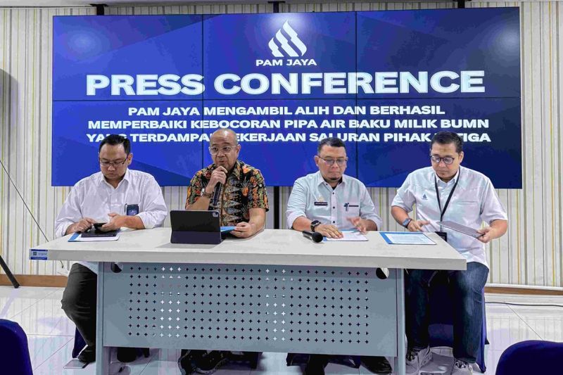 Konferensi pers dengan PAM Jaya terkait gerak cepat PAM JAYA atasi permasalahan air di Jakarta. ANTARA/HO-Pemprov DKI Jakarta.