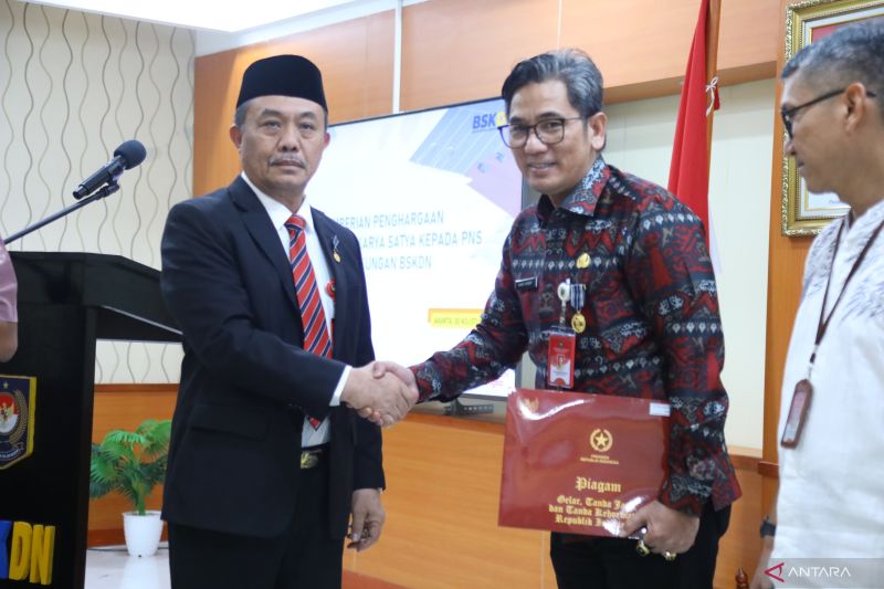Kepala BSKDN Kementerian Dalam Negeri Yusharto Huntoyungo di Aula BSKDN, Jakarta, Jumat (30/8/2024). ANTARA/HO-Puspen Kemendagri