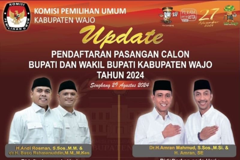 Dua Pasangan Calon Resmi Bertarung di Pilkada Wajo 2024