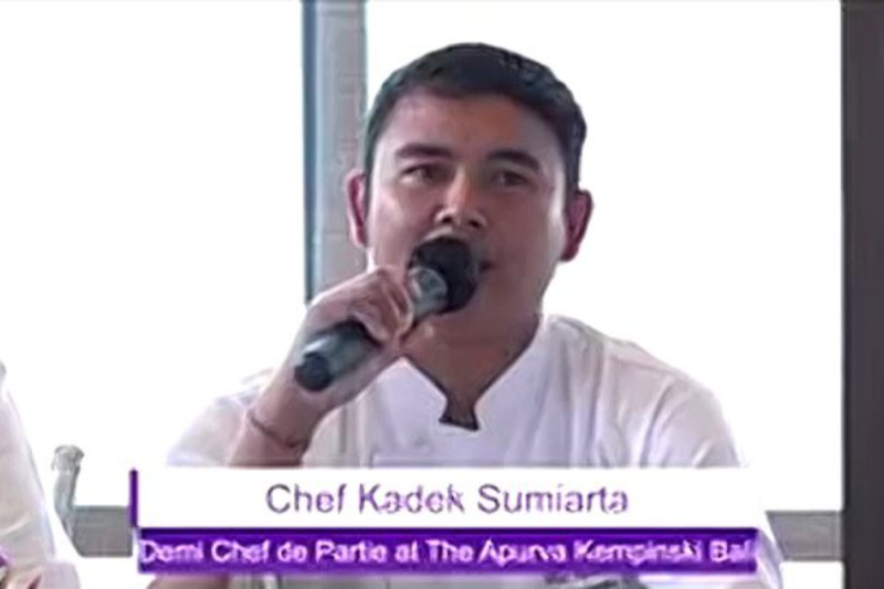 Tangkapan layar Chef I Kadek Sumiarta dalam siaran Press Conference Powerful Indonesia - Disciple Escoffier Young Talents pada Jumat (30/8/2024). (ANTARA/Nabila Khalid)
