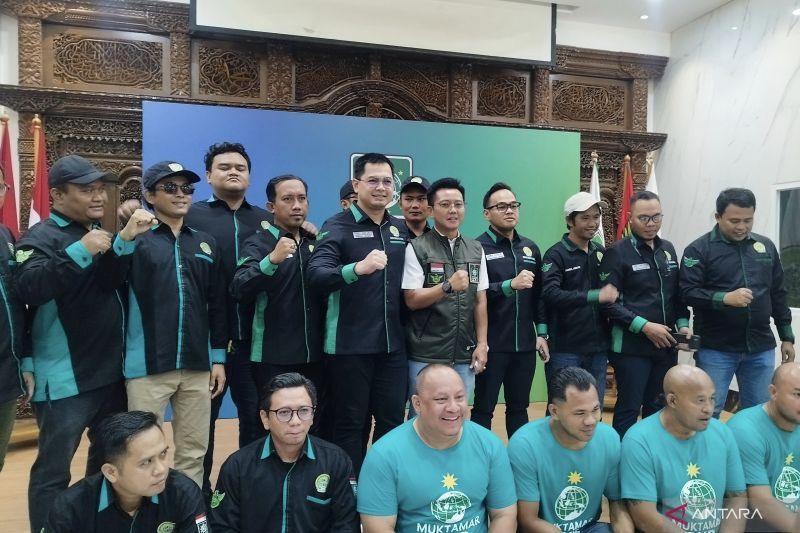 Organisasi Garda Bangsa konferensi pers terkait dengan isu muktamar tandingan di Kantor DPP PKB, Jakarta, Sabtu (31/8/2024). ANTARA/Bagus Ahmad Rizaldi