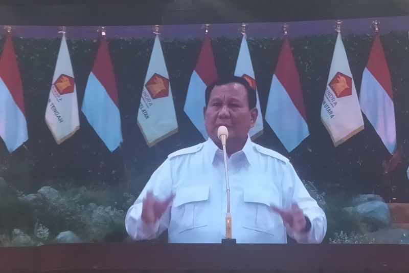 Calon presiden terpilih pada Pemilu 2024 Prabowo Subianto di Indonesia Arena, Jakarta Pusat, Sabtu (31/8/2024). ANTARA/Walda Marison