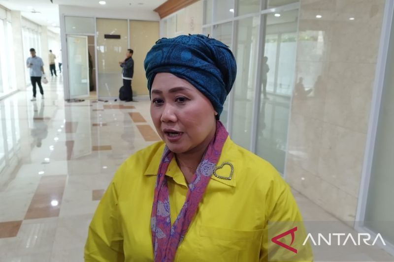 Anggota DPR RI sekaligus bakal calon gubernur Jawa Timur Luluk Nur Hamidah di Kompleks Parlemen, Senayan, Jakarta, Senin (2/9/2024). (ANTARA/Bagus Ahmad Rizaldi)